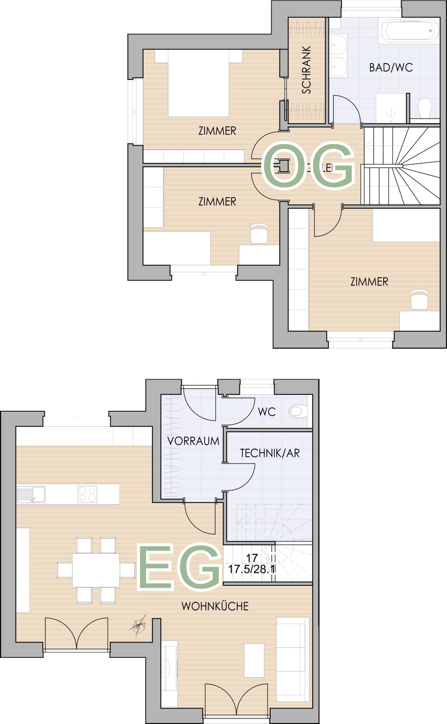 Grundriss vom DoppelhausGreenHill Haus 3 mit 126,20m²